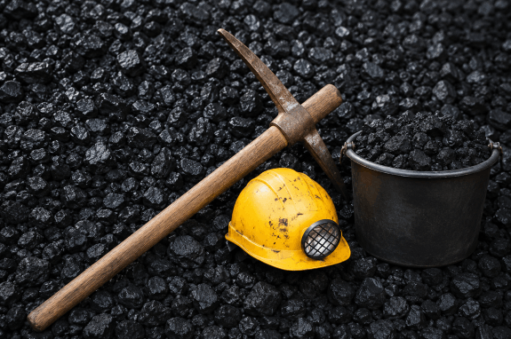 Mining safety equipment on a bed of coal